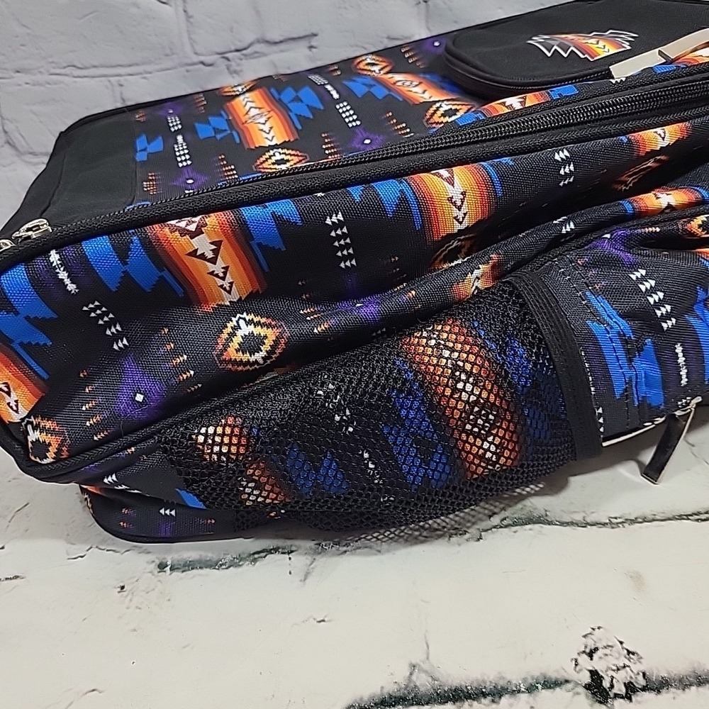 Southwest Aztec Print Backpack By Nu Trendz Insulated Picnic Hiking NEW Flaw - Picture 4 of 11